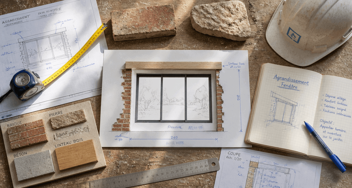 agrandir fenetre maquette et outils chantier