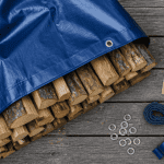 bache pour bois grammage élevé sur bûches