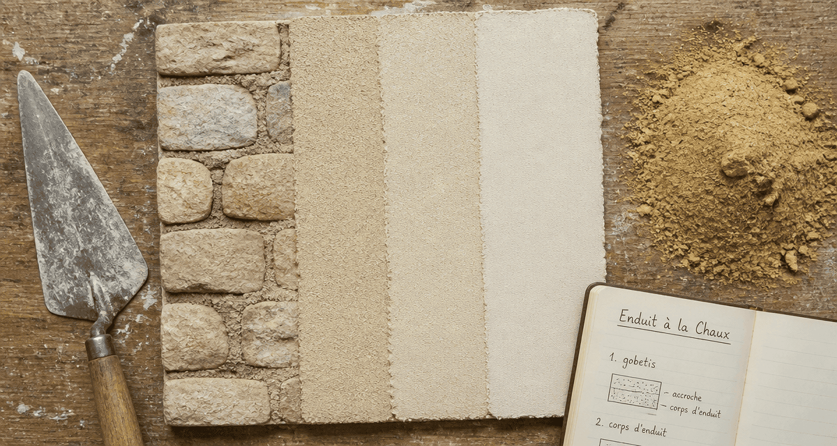 chaux enduit trois couches sur mur