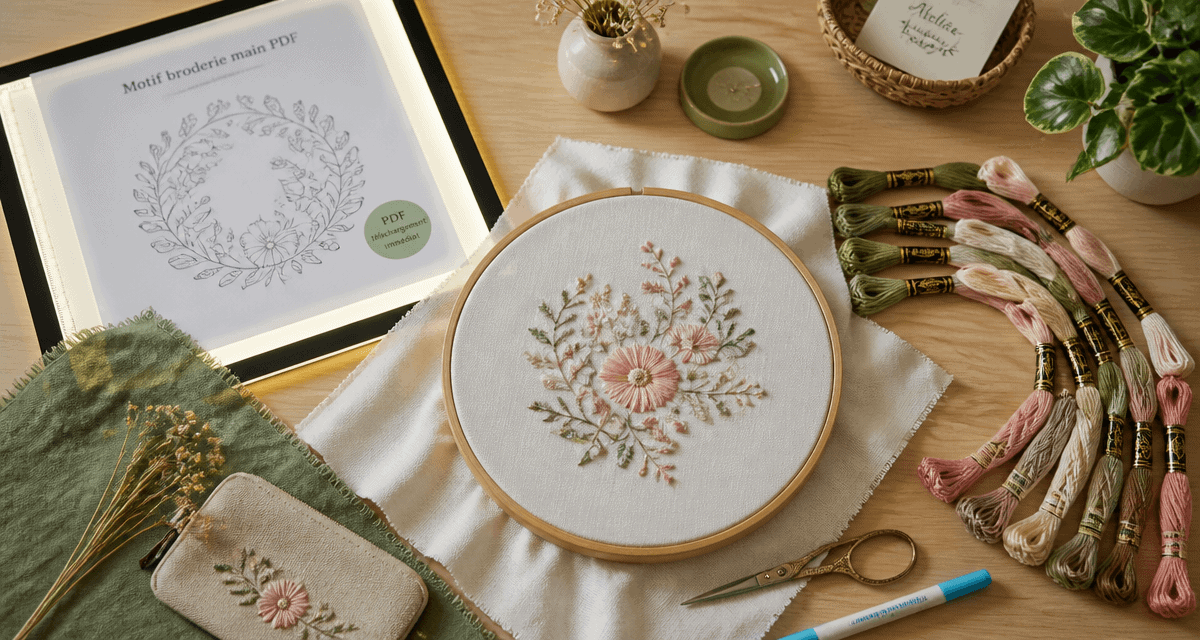 motif broderie main gratuit pdf tambour à broder et fils