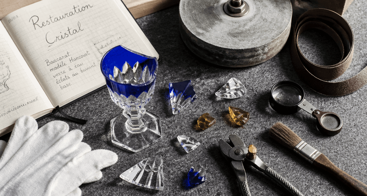 ou faire réparer un verre en cristal sur établi artisan