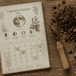 quand planter les échalotes avec la lune sur plan de travail rustique