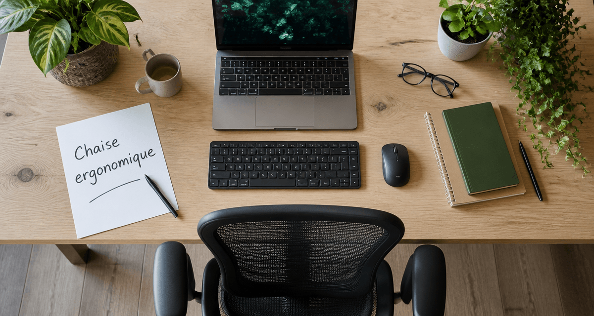 Top chaise ergonomique vue de dessus au bureau