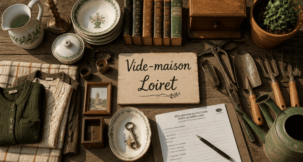 Vide maison Loiret table objets brocante déclaration Cerfa