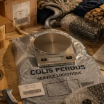 Achat colis perdu au kilo : cartons et vêtements sur balance