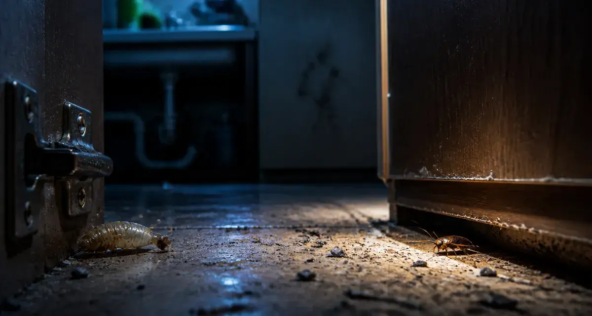 Cafard dans la maison signification : infestation nocturne sous un meuble