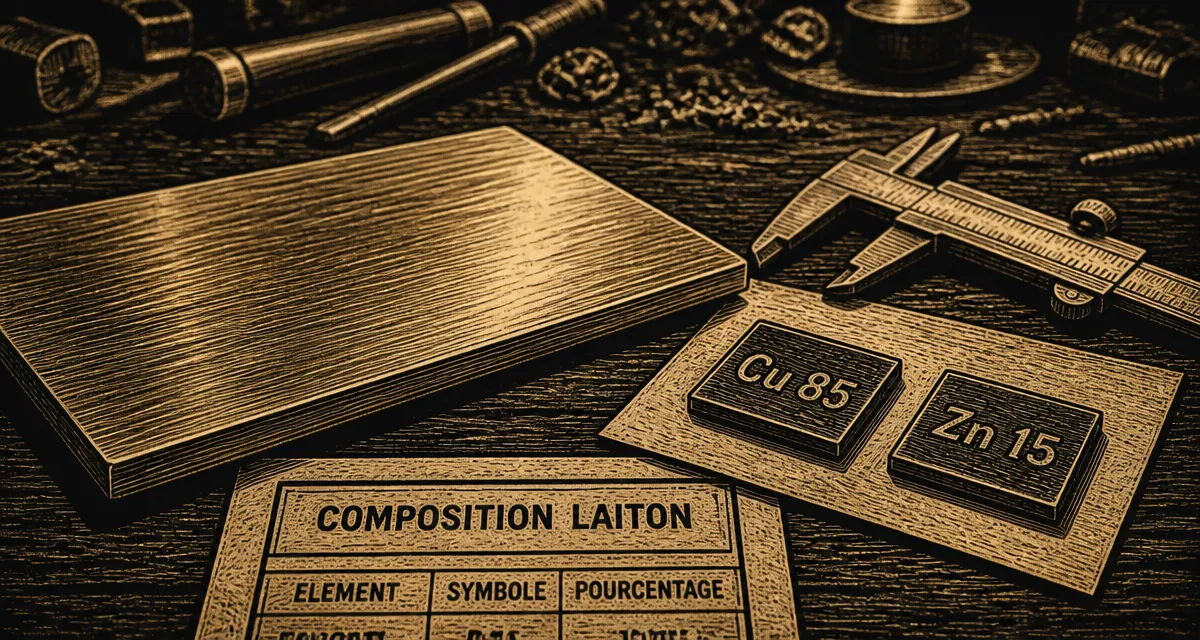 Composition laiton : plaque de laiton et échantillons Cu 85 Zn 15