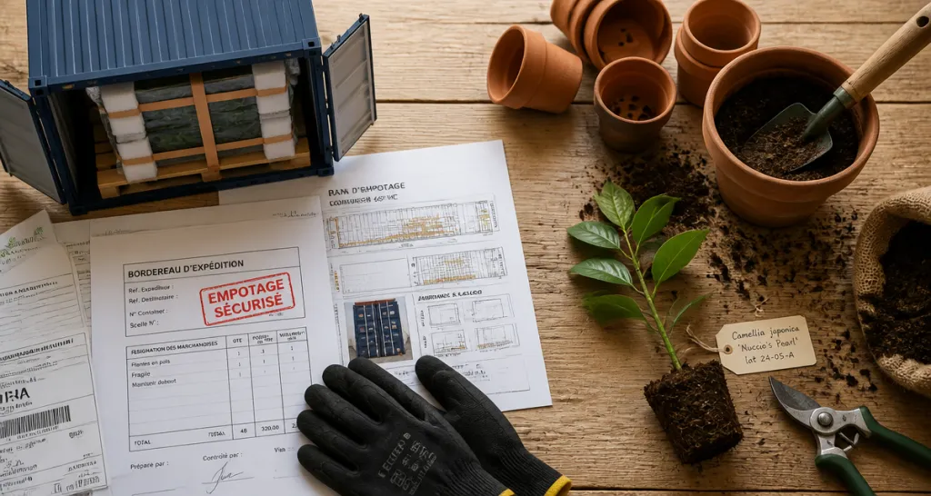 empotage logistique et horticole sur table bois