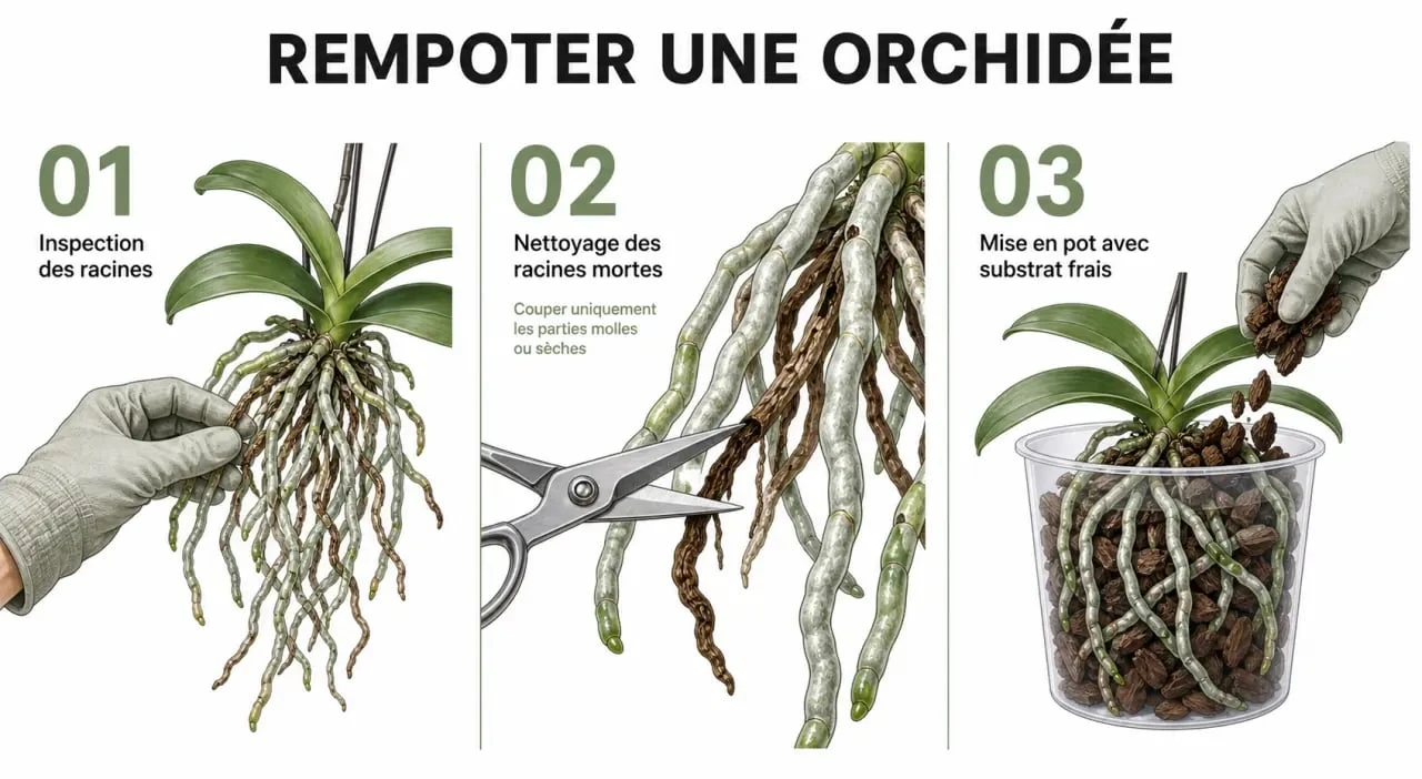 Étapes pour rempoter une orchidée avec succès