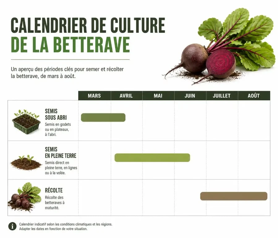 Calendrier de plantation et de récolte de la betterave au potager