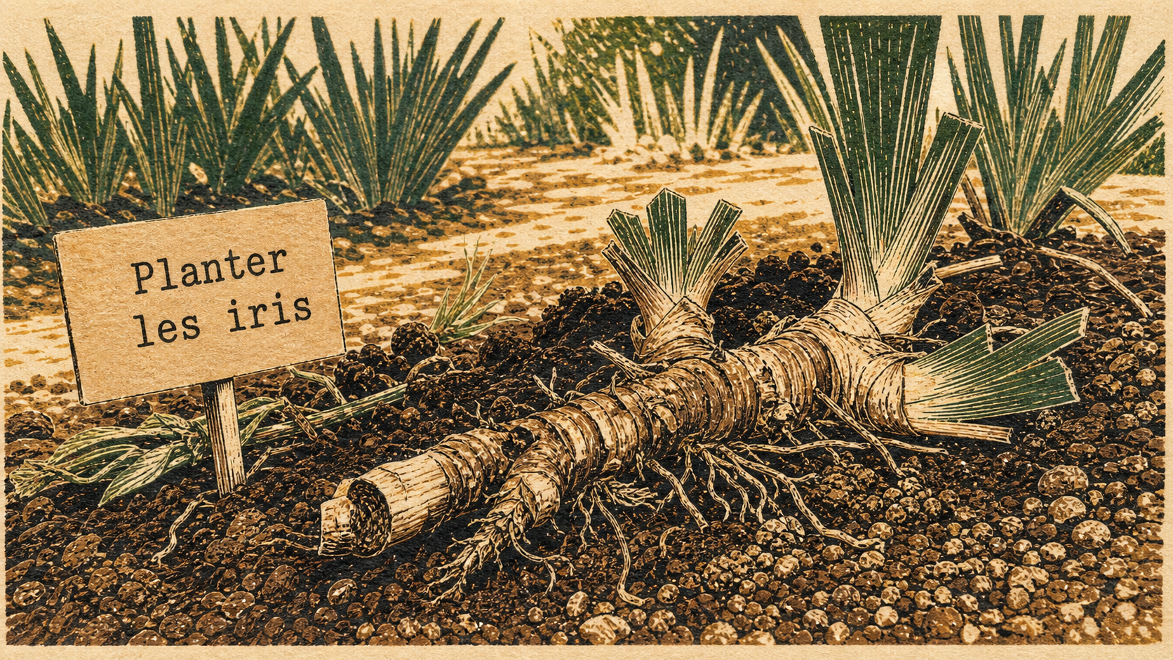 Quand planter des iris : rhizome affleurant