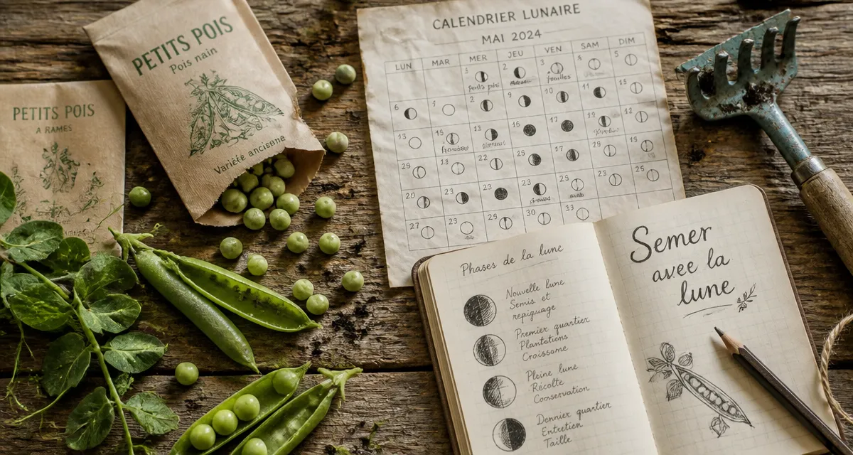 Quand semer les petit pois avec la lune, table de semis et calendrier
