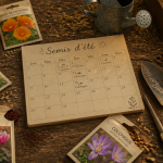 que planter en juillet août fleurs sachets graines outils