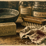 Savon fiel de boeuf utilisation pour détacher textiles : tache sang et herbe