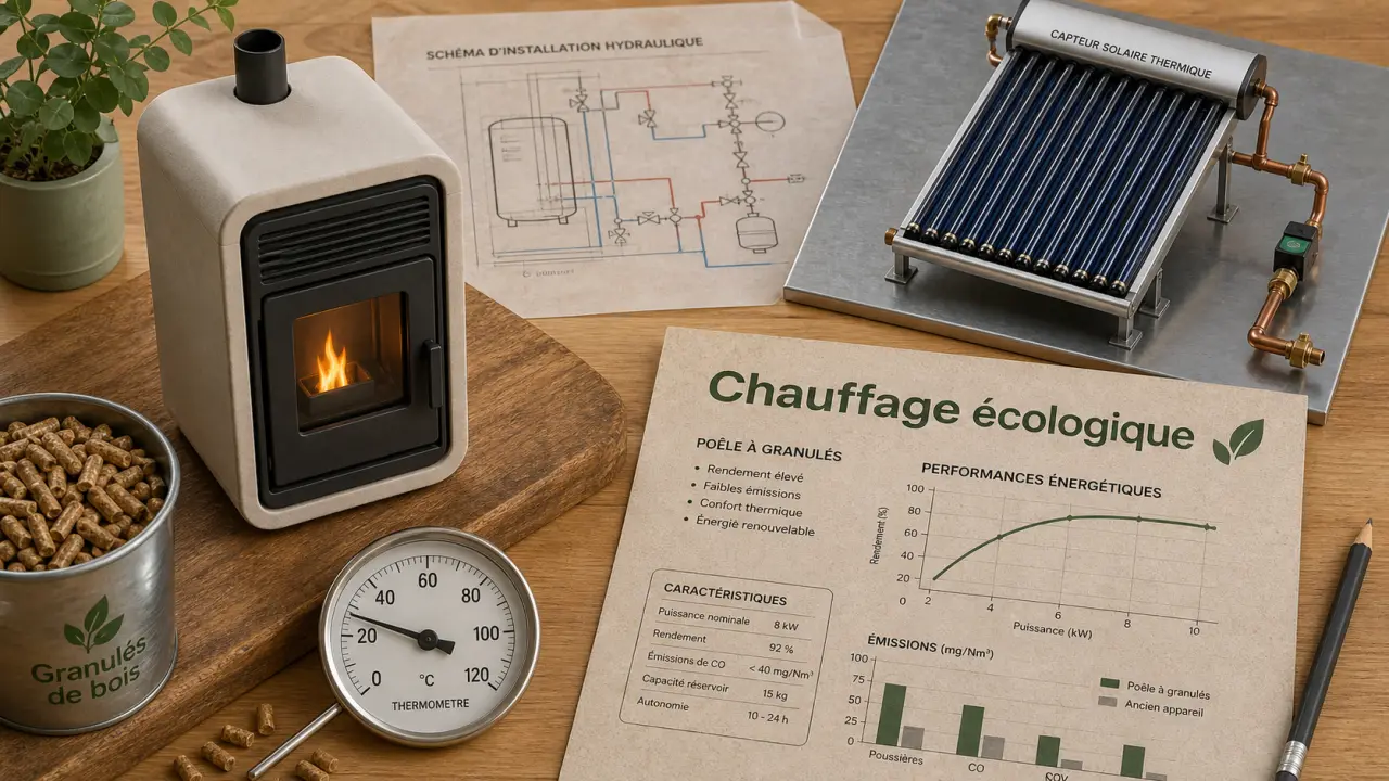 Chauffage écologique : poêle à granulés, solaire thermique et pompe à chaleur