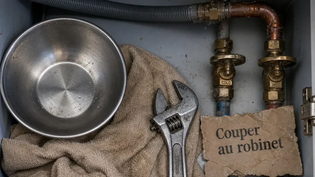 Comment couper l’eau d’un seul robinet sous l’évier, robinet d’arrêt