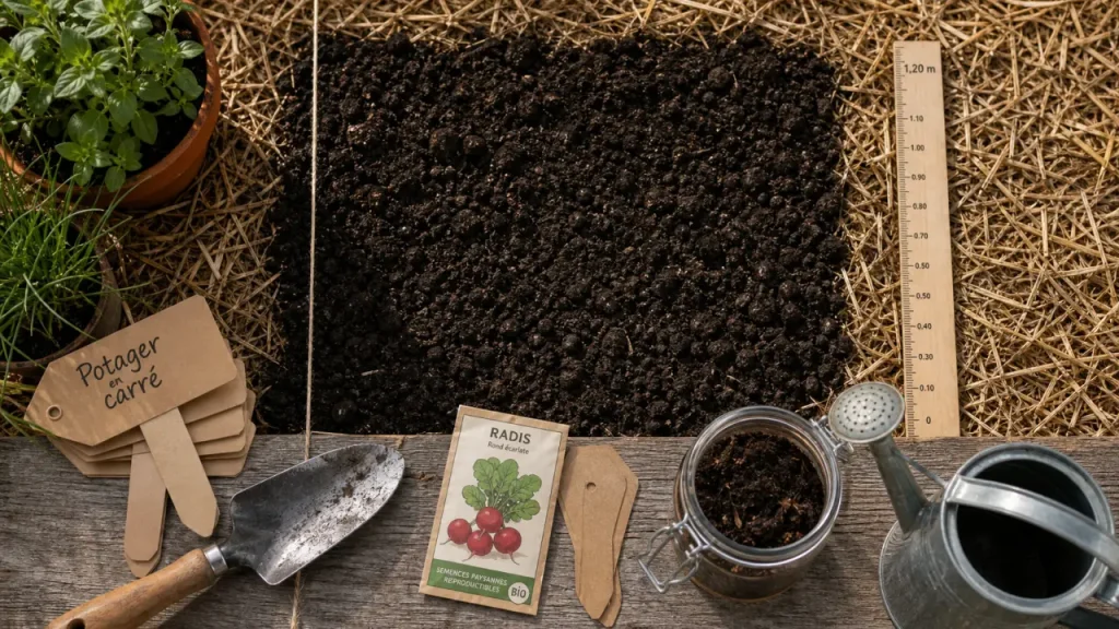 Comment faire un potager quand on débute : potager en carré et récolte