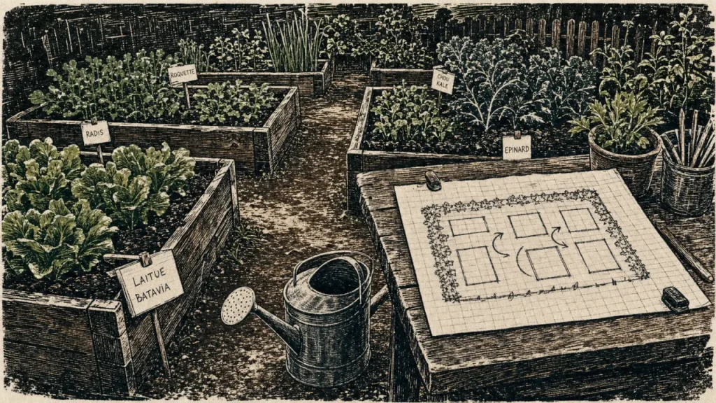 Comment organiser son potager : plan simple, rotations et soleil