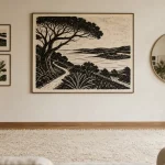 Decorer un grand mur salon avec tableau XXL et cadres