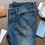 Enlever des taches de resine sur jean : glaçons, grattoir plastique et alcool 90°