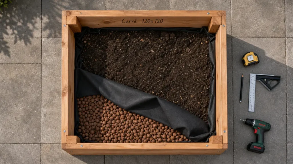 Fabriquer un carré potager soi-même : dimensions, matériaux et erreurs à éviter