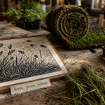 Herbe ou gazon : rouleaux de gazon et échantillon de prairie