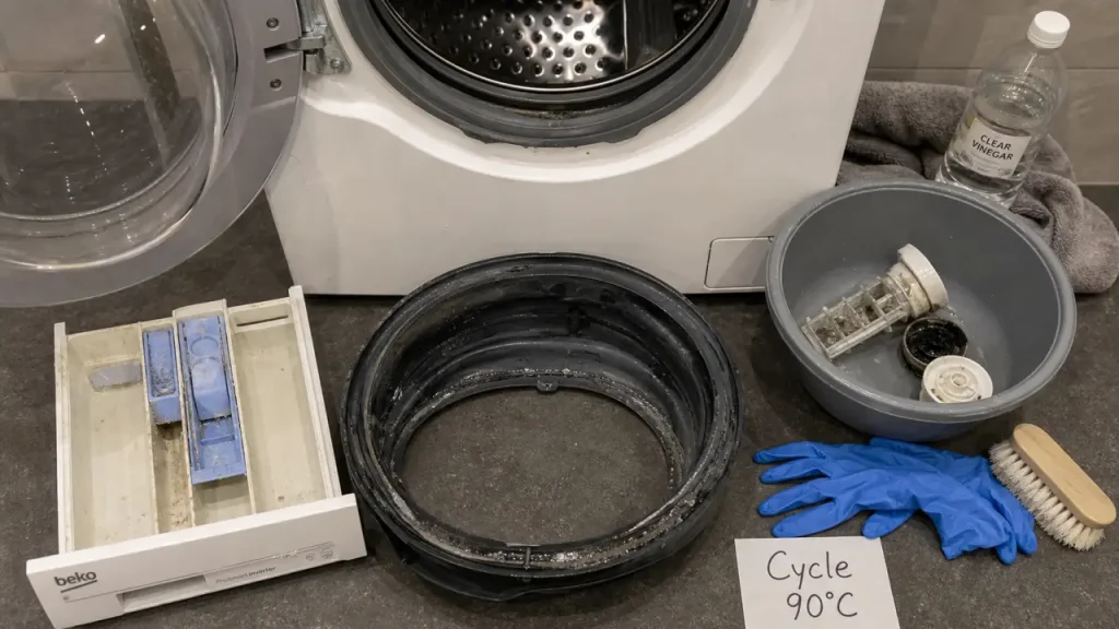 Lave-linge mauvaise odeur : les joints, le filtre et le cycle à 90°C à vérifier en priorité