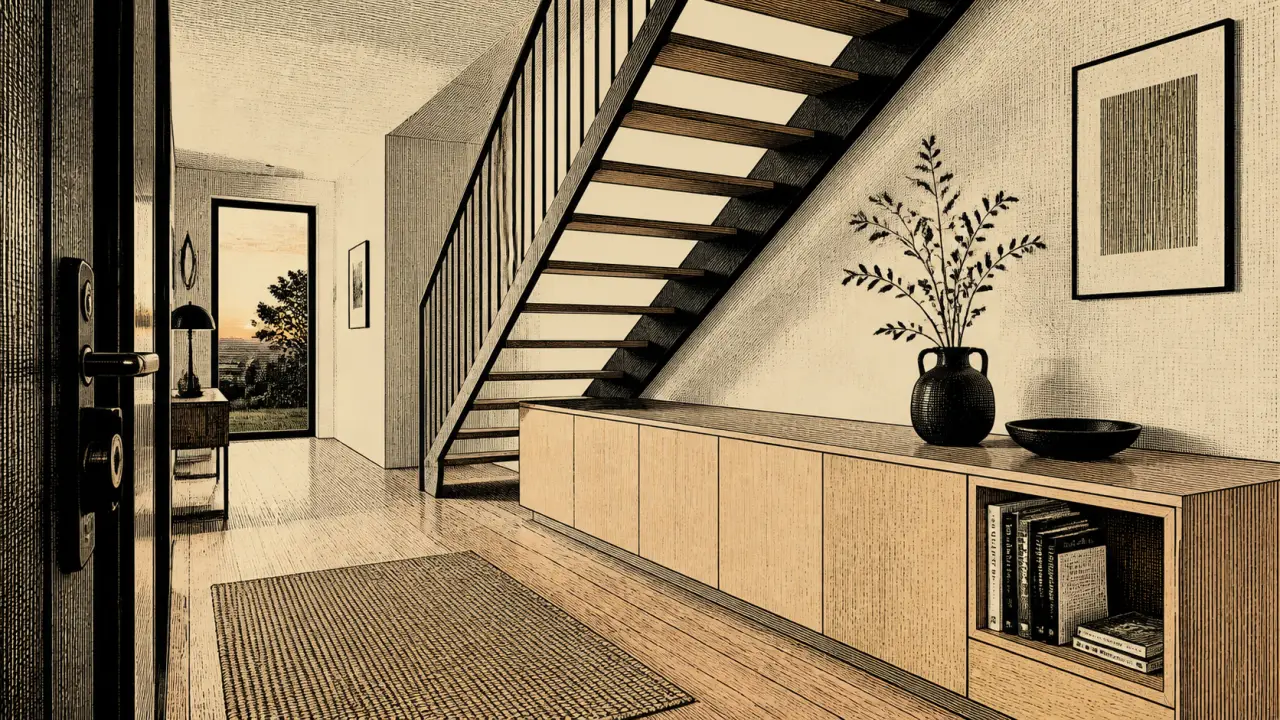 Aménagement sous escalier ouvert : rangements et coin lecture sous l’escalier