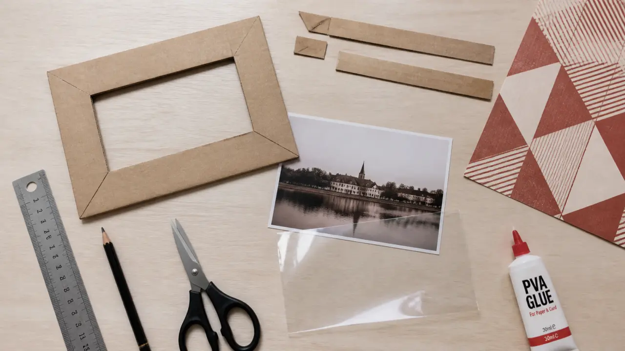 Cadre photo fabriquer en carton DIY sur table