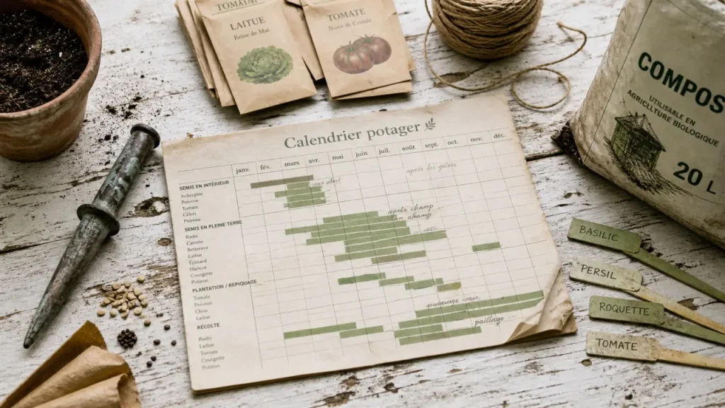 Calendrier du potager mois par mois : les travaux de janvier à décembre, saison par saison