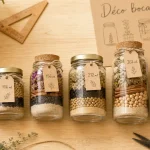 deco bocaux : bocaux en verre, bouchon liège ou twist-off, étiquettes kraft