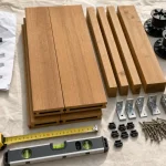 Kit terrasse prêt à poser, lames bois et plots réglables