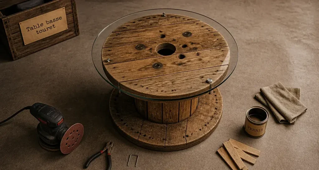 Transformer un touret en table basse : 4 étapes pour un style industriel réussi