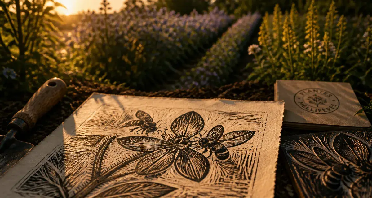 Plantes mellifere : bourrache en fleurs avec abeilles sauvages