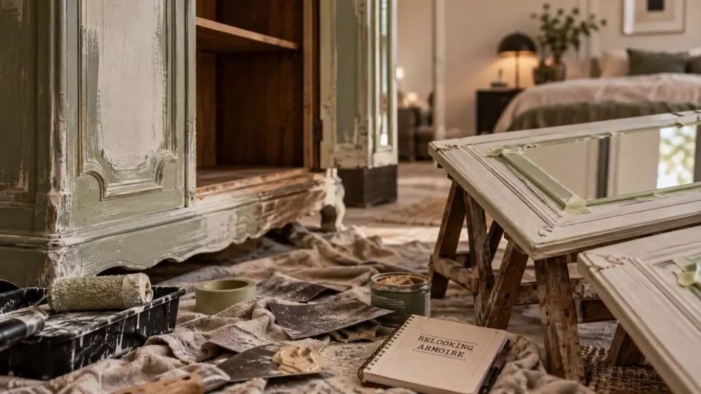 Décaper une armoire ancienne peut effacer ses moulures et son charme
