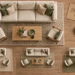 Tapis dans salon : dimensions et placement