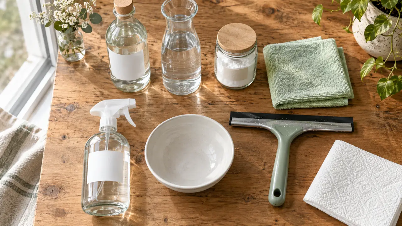 Nettoyant vitre maison : vinaigre et microfibre, sans traces sur la vitre