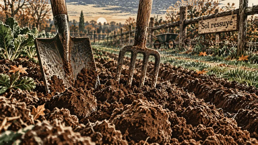 La terre du potager se retourne surtout en automne, sur un sol ressuyé
